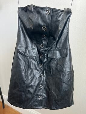 Pretty Garbage faux leather black sleeveless dress size Small
